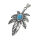 Stainless Steel Pendant - Leaf with Turquoise