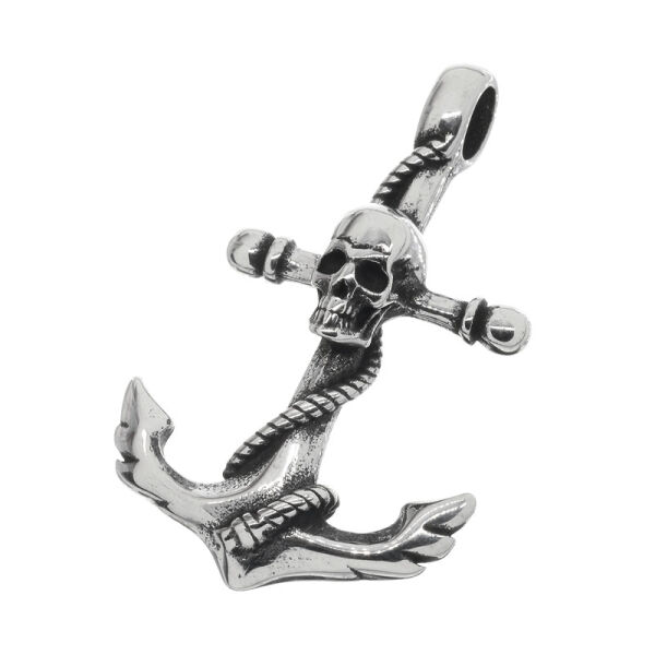 Stainless Steel Pendant - Anchor with Skull