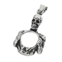 Stainless Steel Pendant - Open Heart Skull