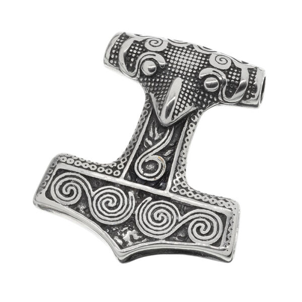 Edelstahlanhänger – Thors Hammer Mjölnir mit Spiralbalken