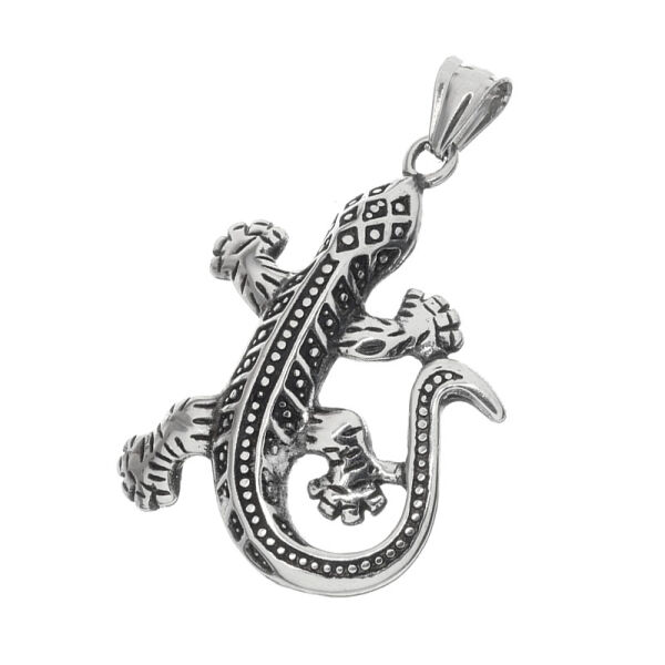 Edelstahlanhänger - Gecko