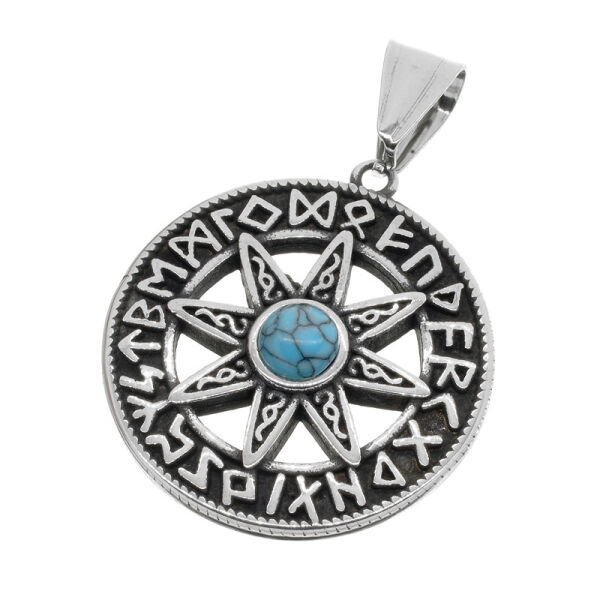 Stainless Steel Pendant - Running Star with Turquoise