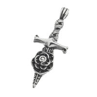 Stainless Steel Pendant – Rose Dagger with...