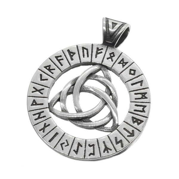 Edelstahlanhänger - Triquetra im Runenkreis