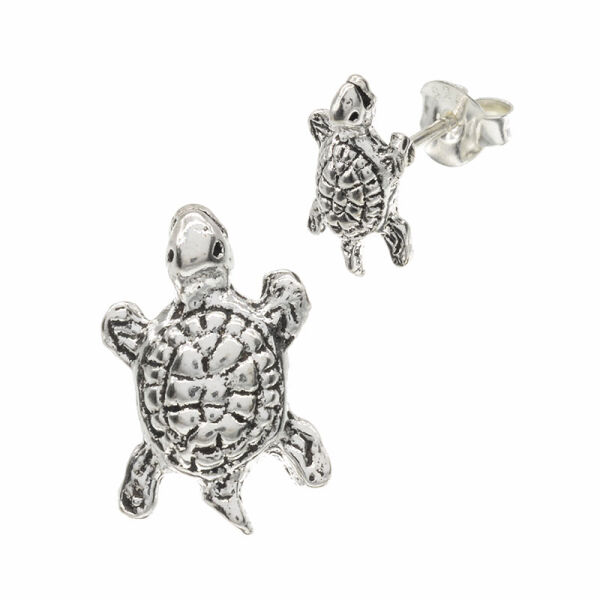 Silver Stud Earrings - Turtle