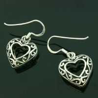 Silberohrringe - Ohrhänger Herz mit Ornamenten