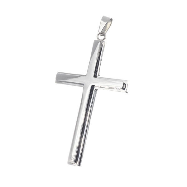 Stainless Steel Pendant – Slender Cross with Centre Groove