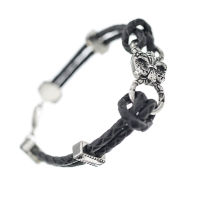 Lederarmband mit Edelstahlverschluss - Lilie