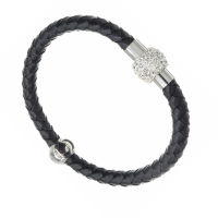 Lederarmband mit Magnetverschluss - Glitzerkugel