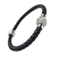 Lederarmband mit Magnetverschluss - Glitzerkugel