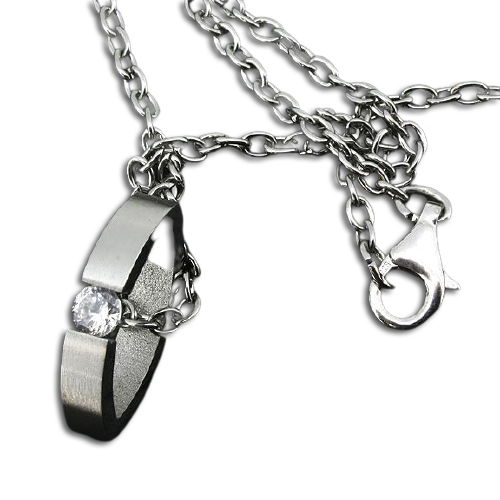 stainless steel pendant with chain - designer pendant with stone