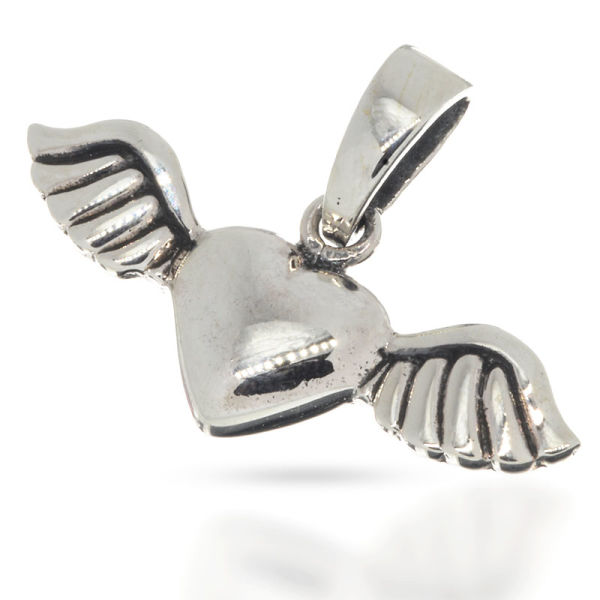 925 Sterling Silberanhänger - geflügeltes Herz "Phil"