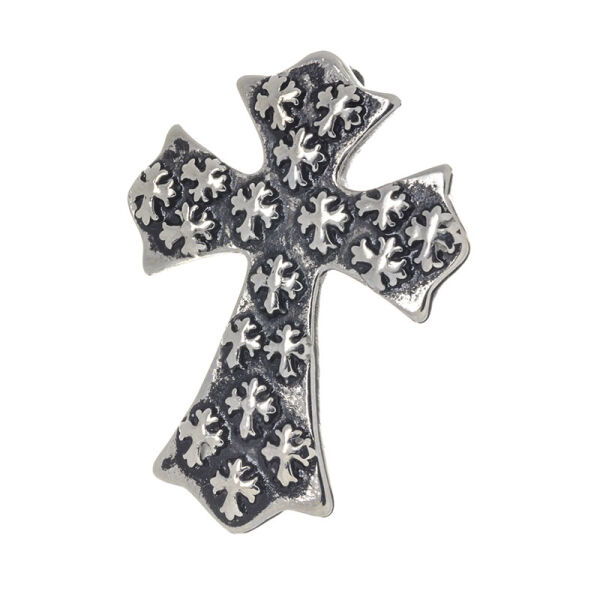 Stainless Steel Pendant – Cross with Small Fleur-de-Lis Motifs