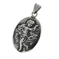 Stainless Steel Pendant – Oval Angel Amulet