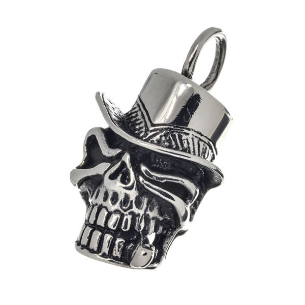Stainless steel pendant - skull with cylinder