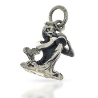 Sculpted Aquarius Zodiac Figure Pendant in 925 Sterling...