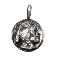 925 Sterling Silberanhänger - Amulett mit Indianerkopf