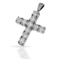 925 Sterling Silberanhänger - Kreuz mit Cubic...
