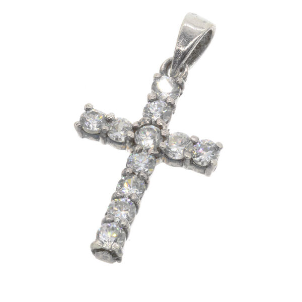 925 Sterling Silver Pendant - Cross with Cubic Zirconia “Jan”