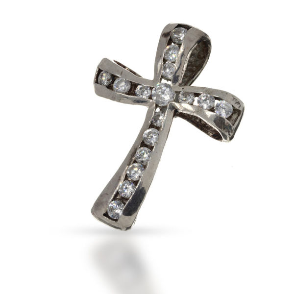 925 Sterling Silberanhänger - Kreuz mit Cubic Zirkonia "Alba"