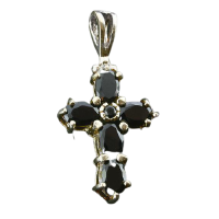 925 Sterling Silberanhänger - Kreuz mit Granat