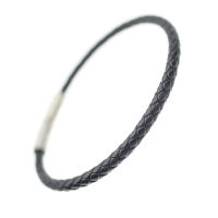 Lederarmband 5mm schwarz mit Edelstahlverschluß mattiert