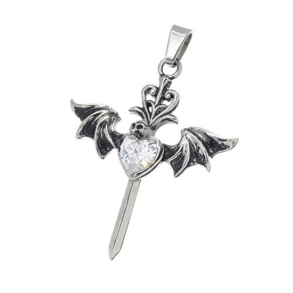 Edelstahlanhänger - Herz - Totenkopf - Schwert - Fledermaus