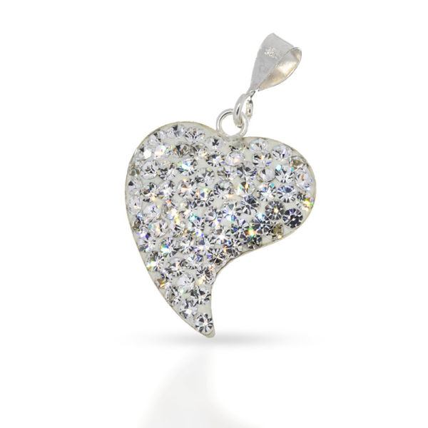 925 Sterling Silberanhänger - Anhänger- Glitzerherz "Leo"