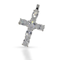 925 Sterling Silberanhänger - Kreuz mit Steinen...