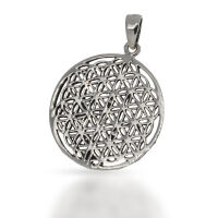 Flower of Life Pendant with Fine Circular Pattern in 925...