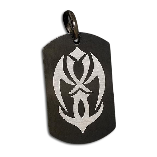 Edelstahlanhänger - Dogtag Tribal "PVD-schwarz"