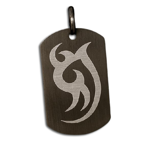 Edelstahlanhänger - Dogtag - Schwarz - Tribal