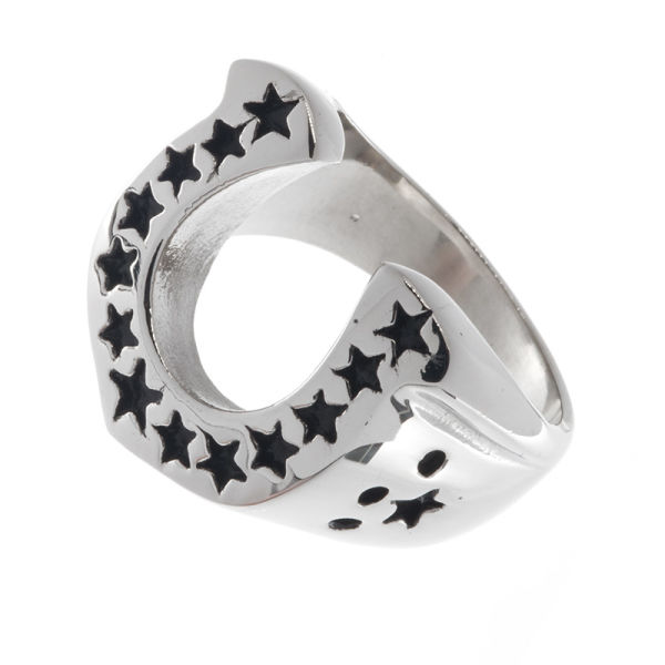 Stainless steel ring horseshoe with stars