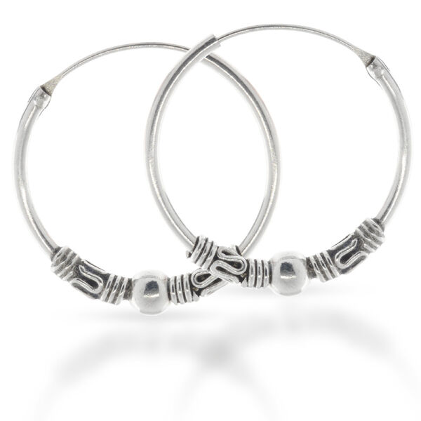 Bali-Creolen „Credonia“ aus 925er Silber – Wellenornamente und Kugeln (Paar)
