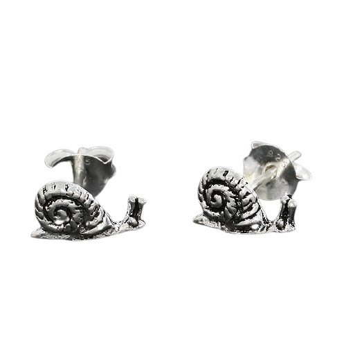 Silver stud earrings - snail