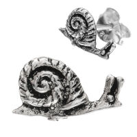 Silver stud earrings - snail
