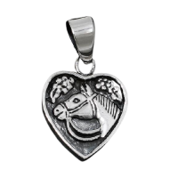 925 Sterling Silberanhänger - Herz mit Pferd...